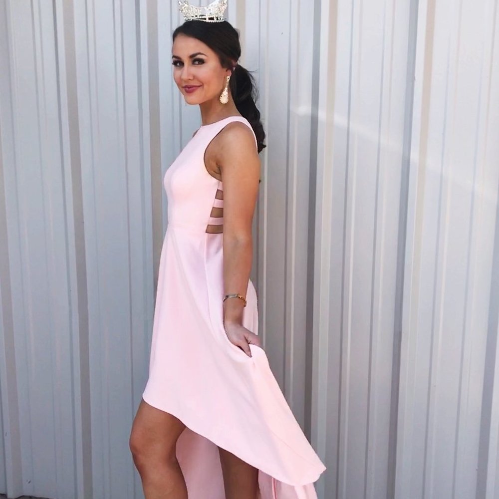 Light Pink Dillards High Low Dress Gem